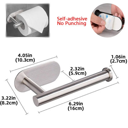 Adhesive Toilet Paper Holder Kitchen Roll Towel Rack Napkin Dispenser Absorbent Stand Tissue Hanger Bathroom Accessories - Pa