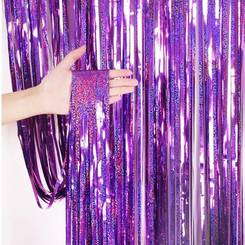 3/2/1Pack Party Backdrop Curtains Glitter Gold Tinsel Fringe Foil Curtain Birthday Wedding Decoration Adult Anniversary Decor