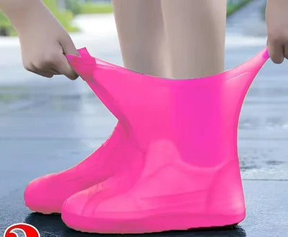 1 Pair Silicone WaterProof Shoe Covers Lip-resistant Rubber Rain Boot Rain Gear Overshoes Accessories for Outdoor Rainy Day -