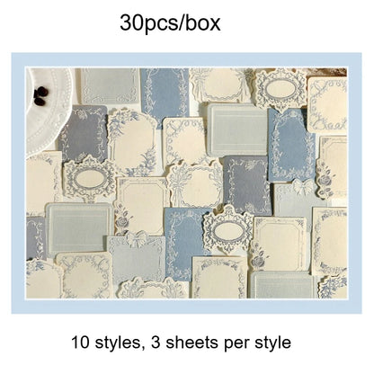 1 box of 30 sheets retro embossed floral border DIY writable decorative hard cardstock paper for scrapbooking Boxed sticky no