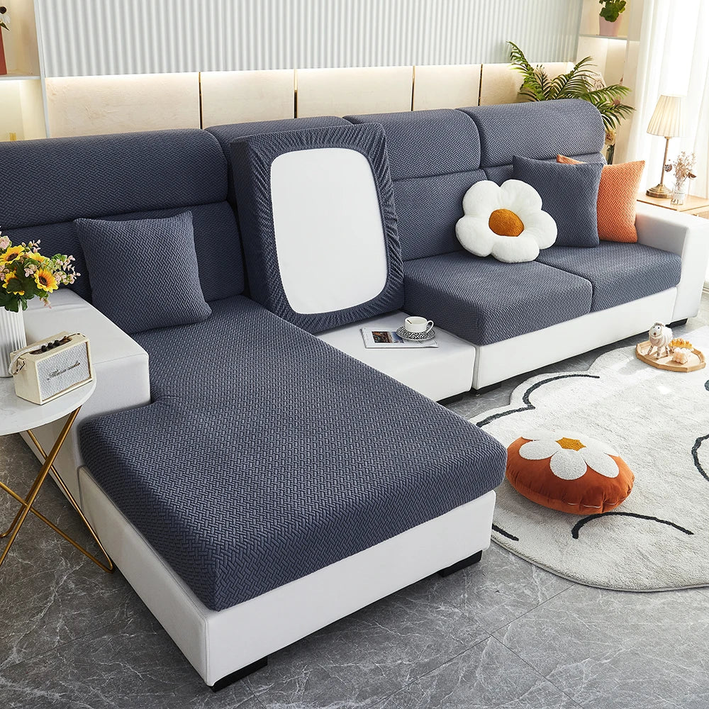 1pc Jacquard Sofa Slipcover Twill Pattern Elastic Sofa Covers Furniture Protector for Bedroom Office Living Room Home Decor -