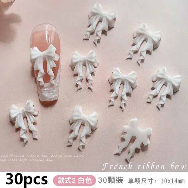French Ribbons Colorful Resin Cute Bowknot Charm Leopard Print Bow Tie Nail Art Decorations Manicure Tools Accessories Wholes