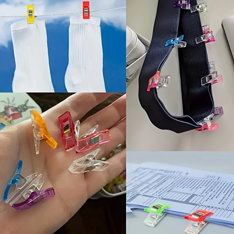 30/50/100 Colorful Plastic Edging Clip, Sewing Clip, Underwear, Tie, Universal Clothing,Auxiliary Tool for Handmade Crafts