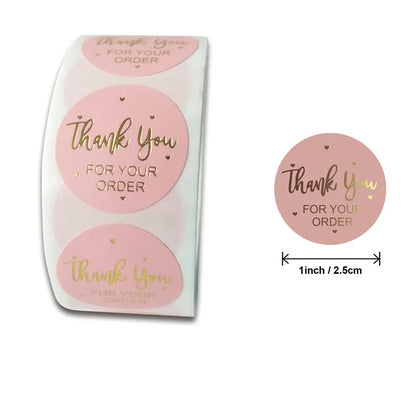 500pcs Round Labels Kraft Paper Thank You Sticker Dragees Candy Bag Flower Gift Box Cake Boxes and Packaging Wedding Stickers