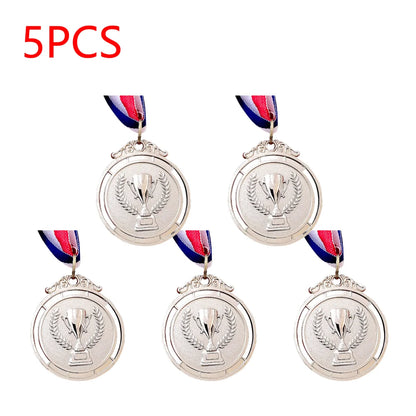 Gold Silver Bronze Trophy Award 1st 2nd 3rd Prize Medal Winner Reward Encourage Badge with Neck Ribbon for Kids Competitions