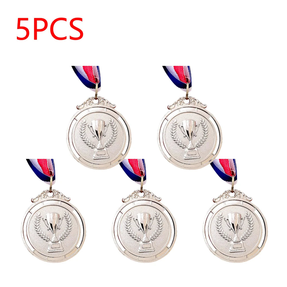 Gold Silver Bronze Trophy Award 1st 2nd 3rd Prize Medal Winner Reward Encourage Badge with Neck Ribbon for Kids Competitions 