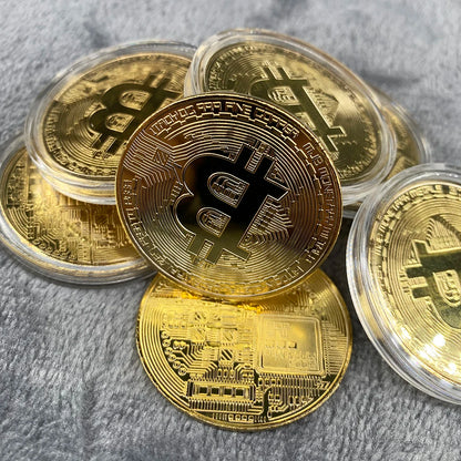 Gold Plated Bitcoin Coin Collectible Art Collection Gift Physical Commemorative Casascius Bit BTC Metal Antique Crafts Imitat