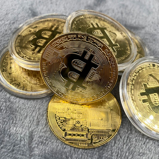 Gold Plated Bitcoin Coin Collectible Art Collection Gift Physical Commemorative Casascius Bit BTC Metal Antique Crafts Imitat