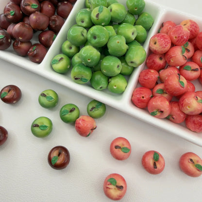 5Pcs 14x15MM 3D Resin Simulation Apple Charms Fruit Pendant Spacer Loose Beads For DIY Jewelry Bracelet Earrings Accessories