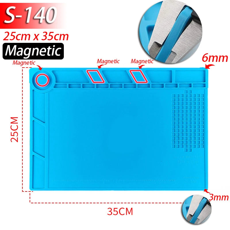 Soldering Station Mat Silicone Work Mat Heat Resistant 932°F Anti-Static - S140