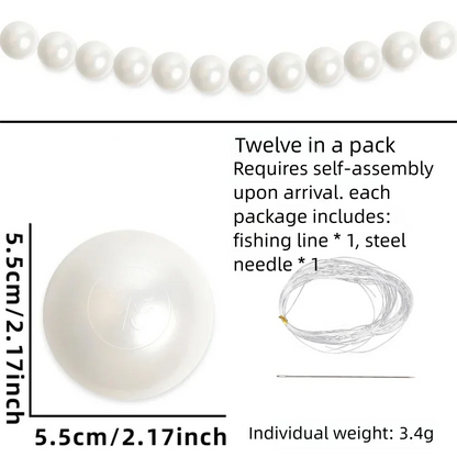 Wedding Backdrop Wall Decor - Faux Large Pearl - DIY Beaded Garland White Ball Pendant & Figurine - 5.5cm Pearl 12pcs