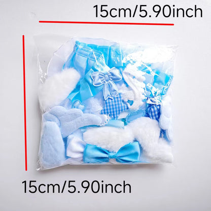 40 Pieces of Lace Handmade Material Kit, Lace Plush Bunny Ears, Angel Wings Accessories, Clothing Accessories, Heart and Star