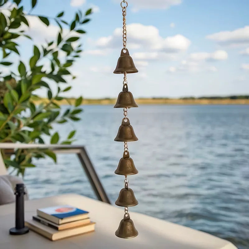 Handmade Metal Wind Chime - Classic Rustic Iron Bell with Decorative Chain, Suitable for Courtyards, Gardens, and Walls