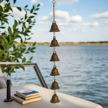 Handmade Metal Wind Chime - Classic Rustic Iron Bell with Decorative Chain, Suitable for Courtyards, Gardens, and Walls