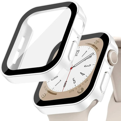 Tempered Glass+Cover For Apple Watch 11 10 9 8 7 46mm 42mm PC Bumper Screen Protector Case iWatch Series 7 6 5 4 SE3 44 40 45