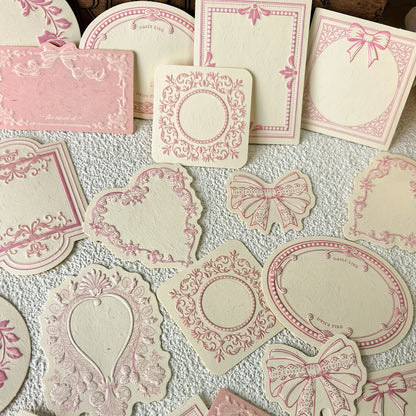 1 box of 30 sheets retro embossed floral border DIY writable decorative hard cardstock paper for scrapbooking Boxed sticky no