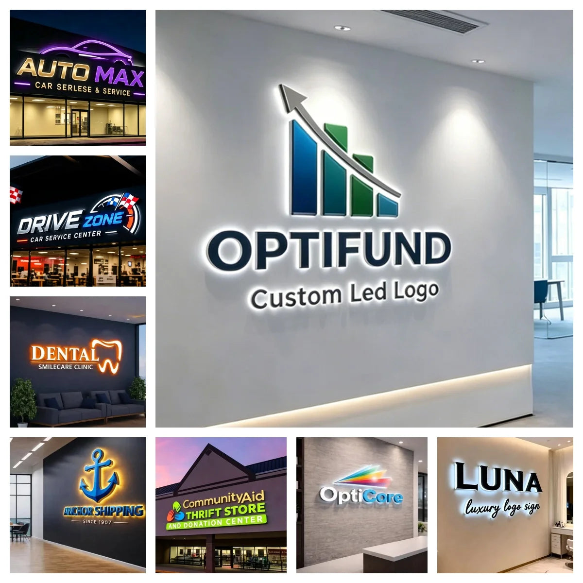 Custom LED Backlit Sign Letters 3D Illuminated Business Brand Logo for Office Company Name Coffee Shop Clinic Outdoor Signboa