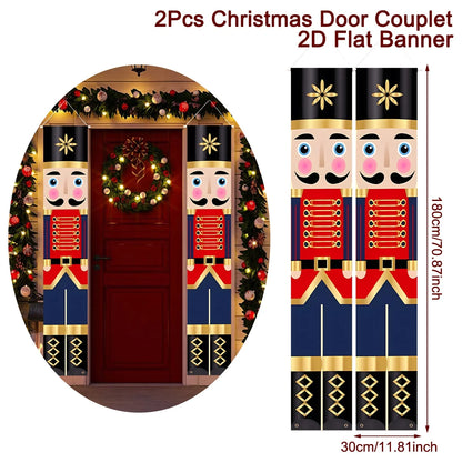 Christmas Door Banner Door Couplet Merry Christmas Decoration For Home 2025 Navidad Kerst Natal Noel Xmas Decor New Year 2026