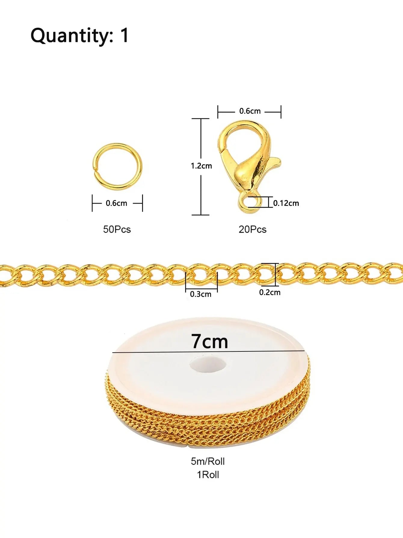 5M Chains Jewelry Making Supplies, Cable Link Chains For Making Jewelry Necklace Earring Bracelet Findings DIY Craft Kit - Go