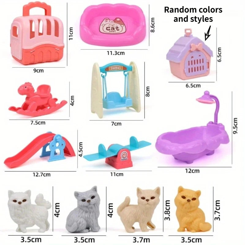 Cute Dog Pet Basket Family Toys Dog Doll Set Cage Toys Scene Playing Toys Christmas Decoration Thanksgiving Gifts color rando
