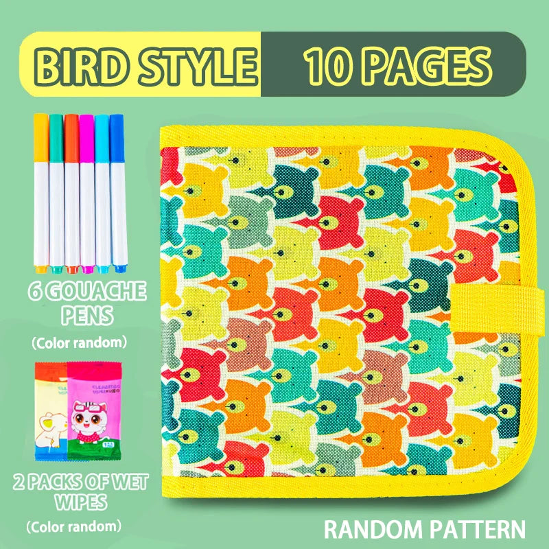 Erasable Doodle Book for KidsToddlers Toys Reusable Drawing Pads with 12 Watercolor Pens Preschool Toy Trip Writing Painting 