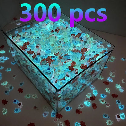 300Pcs Glow-In-The-Dark Ultra Mini Colorful Turtle Figurine - Glowing Tiny Turtle Toy, Cute Desk Decor - 300Pcs