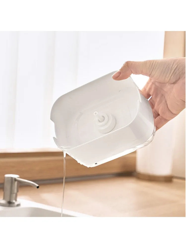 Soap Dispenser Box Press Dispenser Scrubbing Liquid Container Kitchen Bathroom Automatic Detergent Foam Box with Sponge Holde