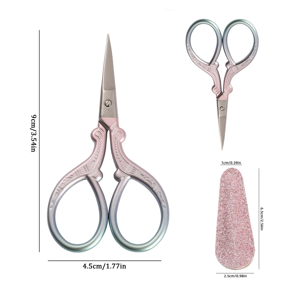 Embroidery Scissors Set with Leather Sheaths for Sewing Crafting, Art Work, Threading, Needlework DIY Tools Dressmaker - pink