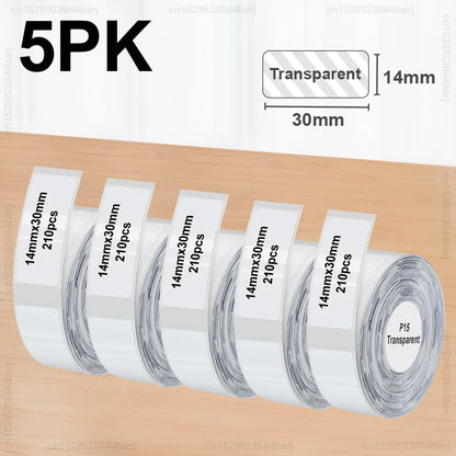 2/5/10Rolls P15 Thermal Label Sticker for Phomemo D30 Q30 Marklife P15 P12 DELI Q2 Label Maker White 12x40mm 15x30mm Label Ta