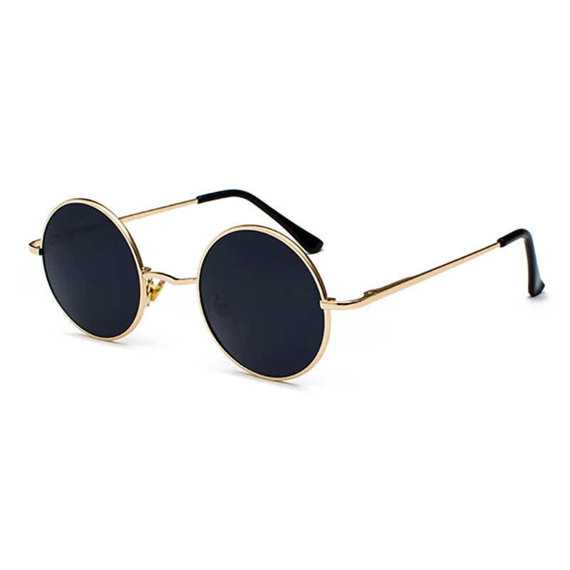 Retro Vintage Round Polarized Sunglasses Men Brand Designer Sun Glasses Women Alloy Metal Frame Black Lens Eyewear Driving UV