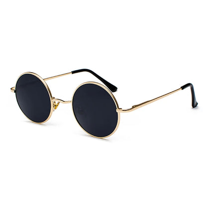 Retro Vintage Round Polarized Sunglasses Men Brand Designer Sun Glasses Women Alloy Metal Frame Black Lens Eyewear Driving UV