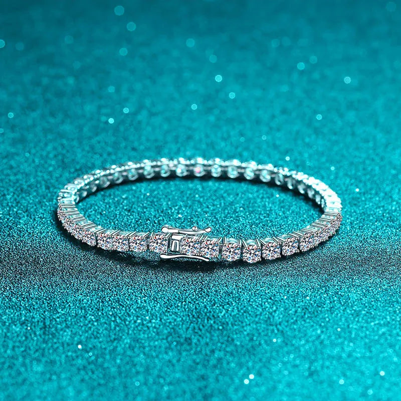 100% S925 Sterling Silver 2-6mm Real Moissanite Tennis Bracelet for Women Wedding Jewelry Christmas Exquisite Gift