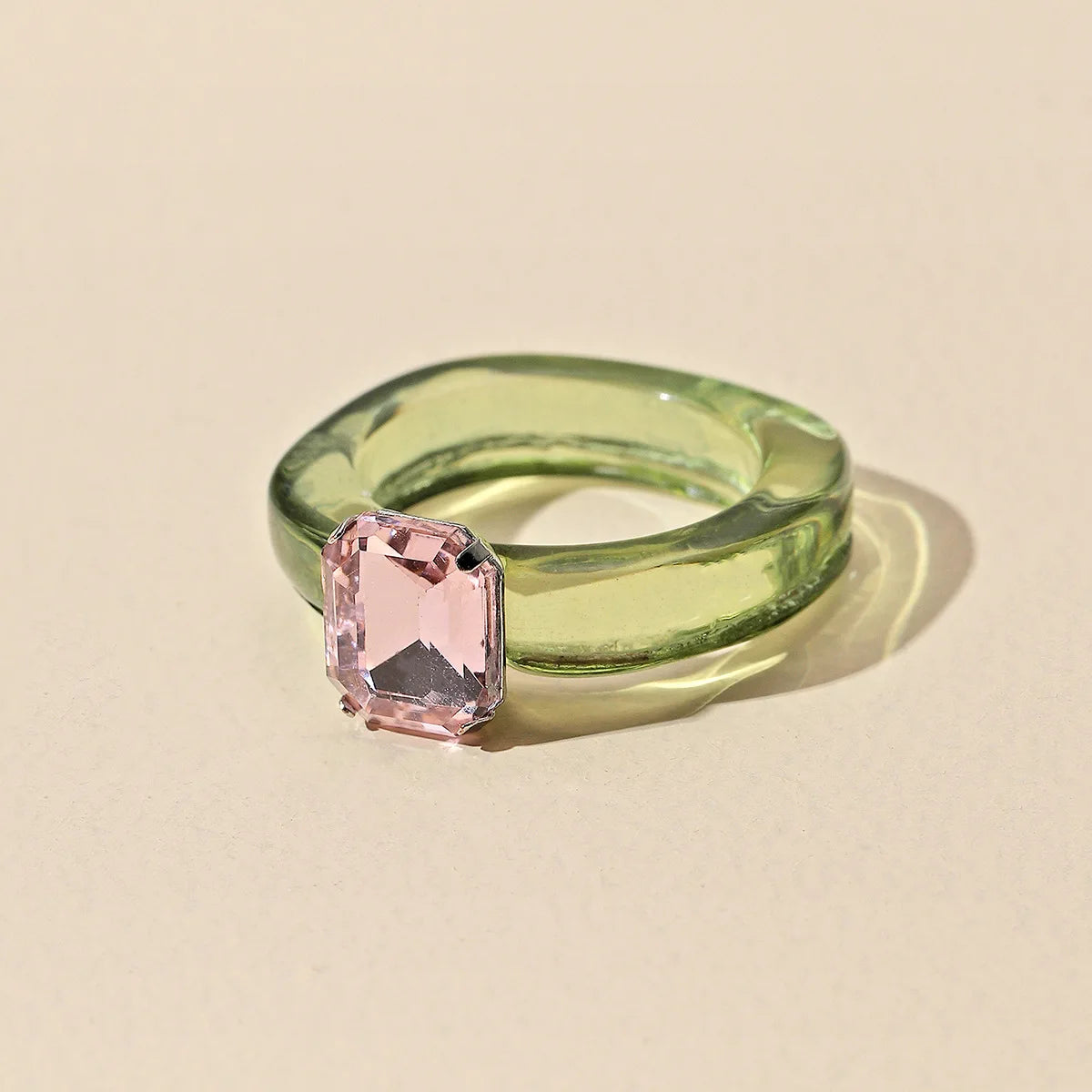 Fashion Luxury Irregular Geometric Transparent Colorful Crystal Rhinestone Zircon Round Ring For Women Shiny Jewelry Accessor