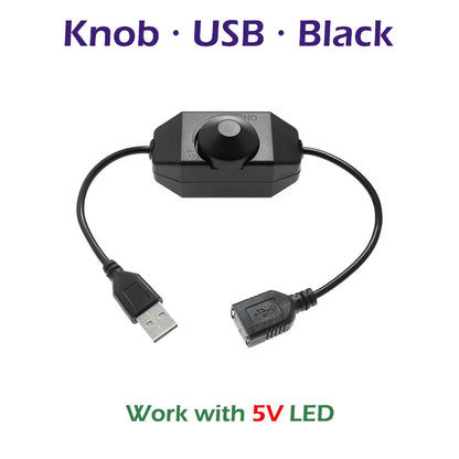 Touch / Knob / Button Switch Dimmer Brightness Adjust for 3528 5050 COB LED Strip Light DC 12V 24V USB 5V Stepless Dimming - 