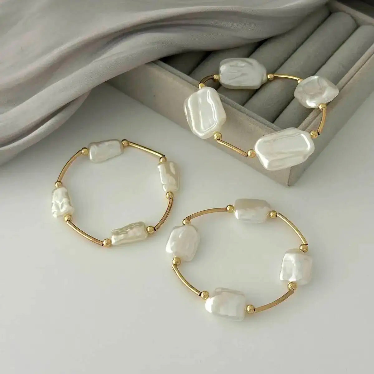 3Pcs/Set Creative Irregular Imitation Pearl Chain Bracelet for Women New Trend Elegant Stackable Bangle Wedding Jewelry