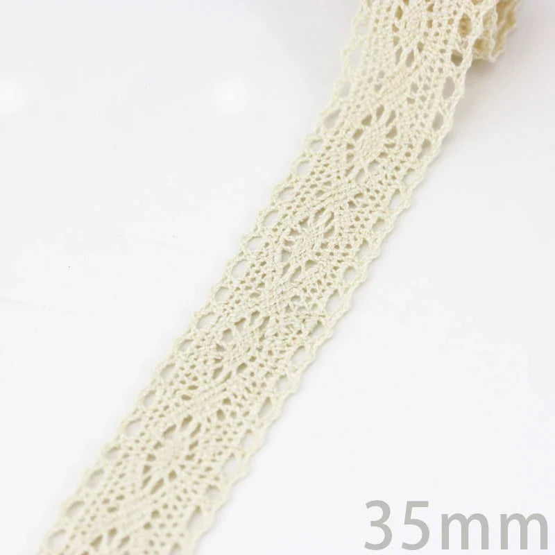 Lace Ribbon Trim, White Beige Cotton Embroidered Ribbon, 5 Meter Sewing Fabric, DIY Craft Materials, Elegant Lace for Gift Wr