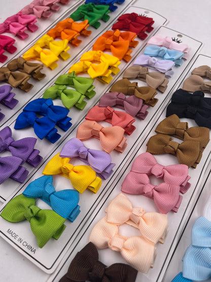 12Pcs/Lot Solid Color Grosgrain Ribbon Bowknot Kids Hair Clips Handmade Bows Baby Girls Barrettes Hairpins Photo Props Gift S