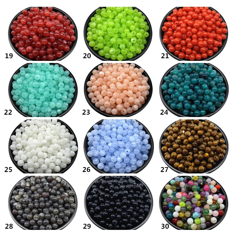6 8 10mm Acrylic Round Beads for Jewelry Makeing Bracelet Necklace DIY Accessory