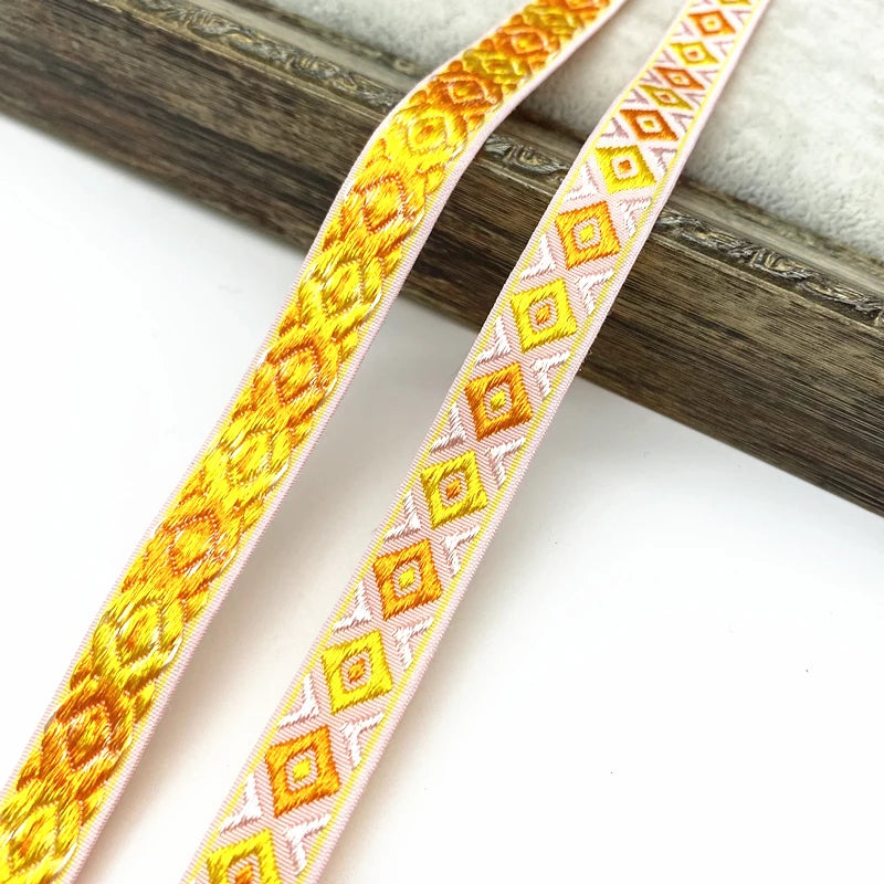 2 yards/lot 13mm Vintage Ethnic Embroidery Ribbon Lace Trim DIY Clothes Bag Accessories Embroidered Fabric - 11