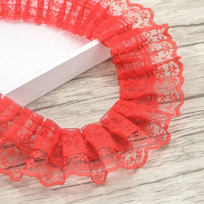2 Yards/bag Solid Color Lace Wrinkle Lace Wedding Satin Ribbon Knot DIY Fabric Ribbons for Crafts Accessories and Materials S
