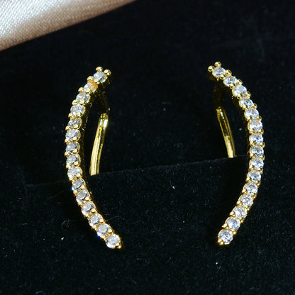 Trend Personality Geometry Studs Climb Ear Crawler Earrings Exquisite Women's Ear Accessories with Dazzling CZ Fashion Jewelr