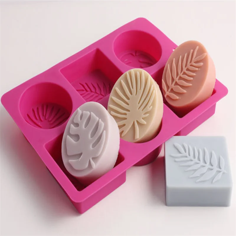 Round and Square Leaf Silicone Soap Mold Handmade Soap Making Supplies Diy Plaster Resin Candle Material Kit Cake Baking Tool
