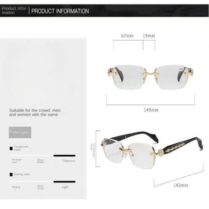 Fashion Y2K Vintage Frameless Cut Edge Glasses Anti Eyestrain Metal Anti-Blue Light Glasses Travel Eyewear Eye Protection