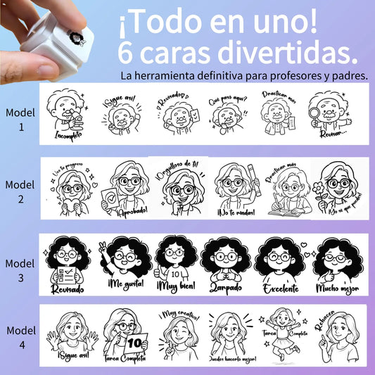 6 Patterns per Educational Teacher Stamps for School Personalized Custom Stamps for Professors and Educators in Spanish Engli