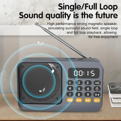 Bluetooth 5.0 Portable FM Radio Small Emergency Recargable Sound Box Mini Vintage Speaker Mp3 Player Support TF Card USB Driv