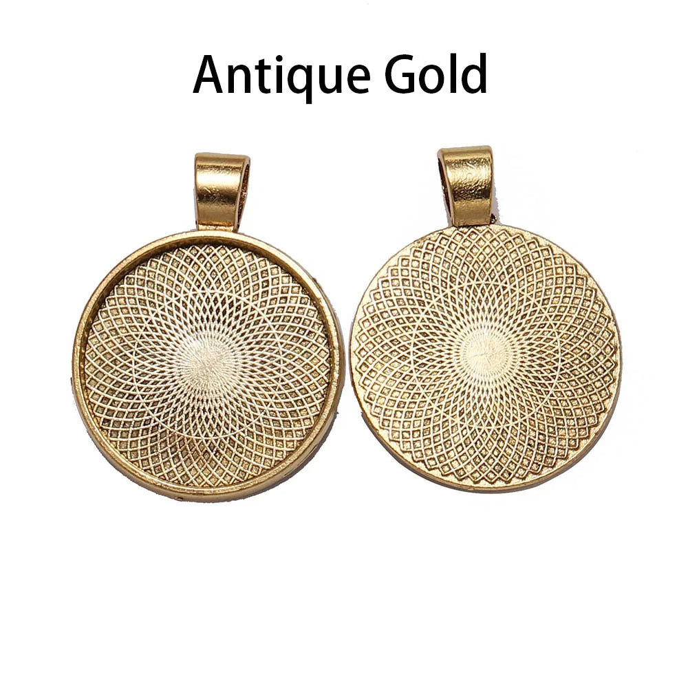 10Pcs 20/25/30mm Necklace Pendant Setting Cabochon Cameo Base Tray Bezel Blank For Pendants Cabochons Jewelry Making Accessor