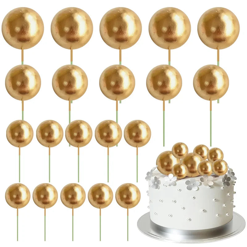 20Pcs Colorful Balls Cake Topper Mini Balloons Cupcake Insert Sticks for Wedding Birthday Party Cake DIY Decoration Baby Show
