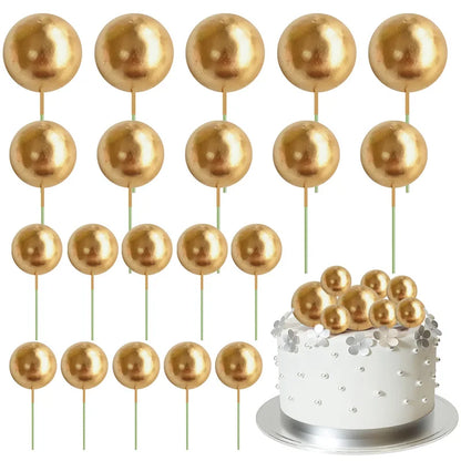 20Pcs Colorful Balls Cake Topper Mini Balloons Cupcake Insert Sticks for Wedding Birthday Party Cake DIY Decoration Baby Show