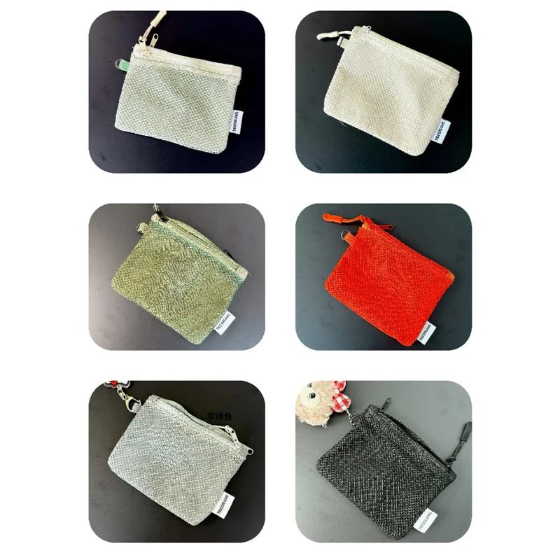 Travel Makeup Storage Bags New Mesh Coin Purse Simple Portable Mini Bag Multi-purpose Square Bag Double-layer Zipper Card Hol