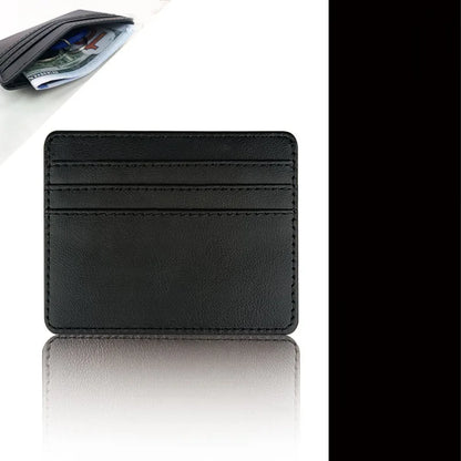PU Leather ID Card Case - Slim Multi-Slot Holder for Bank/Credit Cards - black